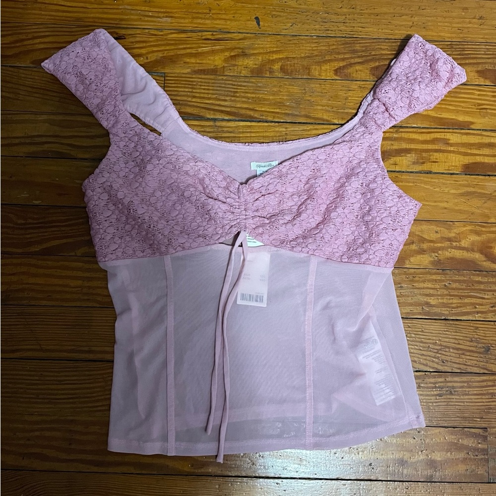 Lace Detail Pink Women's Top